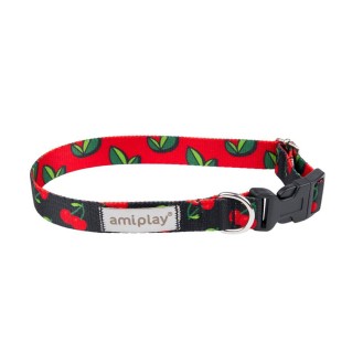 Amiplay Obroża BeHappy dla psa rozm. M (25-40cm) wzór Cherry