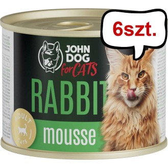 John Dog Adult Rabbit Mousse Mokra Karma dla kota op. 200g Pakiet 6szt.