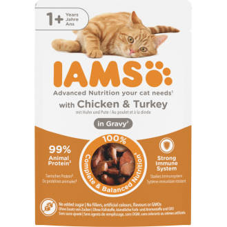 Iams Delights Chicken&Turkey in Gravy Mokra Karma dla kota op. 85g WYPRZEDAŻ