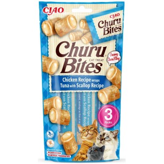 Inaba Ciao Churu Bites Chicken Wraps Tuna&Scallop Przysmak dla kota op. 3x10g