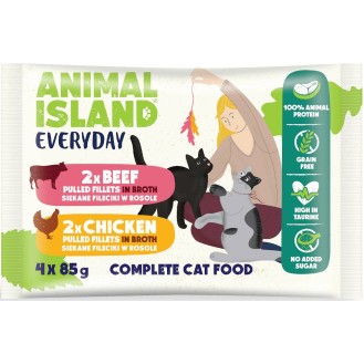 Animal Island Everyday Beef&Chicken in Broth Mokra Karma dla kota op. 4x85g