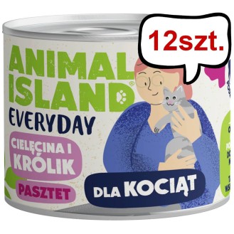 Animal Island Everyday Kitten Cielęcina i królik Mokra Karma dla kociąt op. 185g Pakiet 12szt.