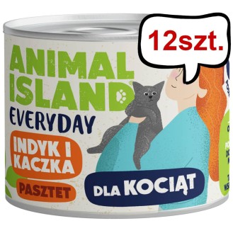 Animal Island Everyday Kitten Indyk i kaczka Mokra Karma dla kociąt op. 185g Pakiet 12szt.