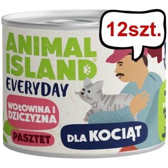 Animal Island Everyday Kitten Wołowina i dziczyzna Mokra Karma dla kociąt op. 185g Pakiet 12szt.