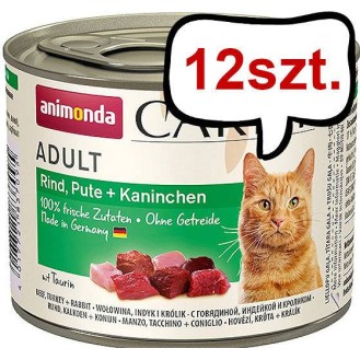 Animonda Carny Adult Wołowina i Indyk z Królikiem Mokra Karma dla kota op. 200g Pakiet 12szt.
