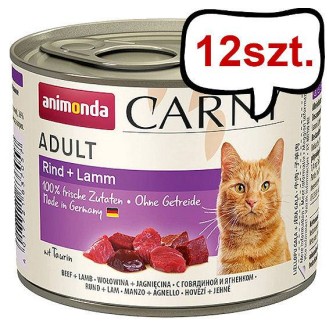 Animonda Carny Adult Wołowina i Jagnięcina Mokra Karma dla kota op. 200g Pakiet 12szt.