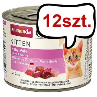 Animonda Carny Baby-Pate Wołowina i kurczak Mokra Karma dla kociąt op. 200g Pakiet 12szt.