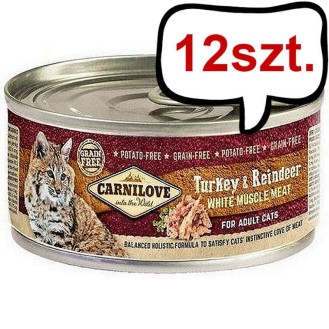 Carnilove Adult Turkey&Reindeer Mokra Karma dla kota op. 100g Pakiet 12szt.