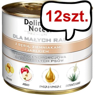 Dolina Noteci Premium Adult Small Gęś z ziemniakami i jabłkiem Mokra Karma dla psa op. 185g Pakiet 12szt.