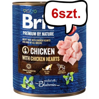 Brit Premium by Nature Chicken with Chicken Hearts Mokra Karma dla psa op. 800g Pakiet 6szt.