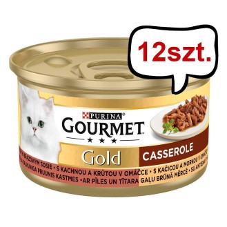 Gourmet Gold Adult Kaczka i indyk w brązowym sosie Mokra Karma dla kota op. 85g Pakiet 12szt.