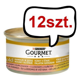 Gourmet Gold Adult Łosoś z kurczakiem w sosie Mokra Karma dla kota op. 85g Pakiet 12szt