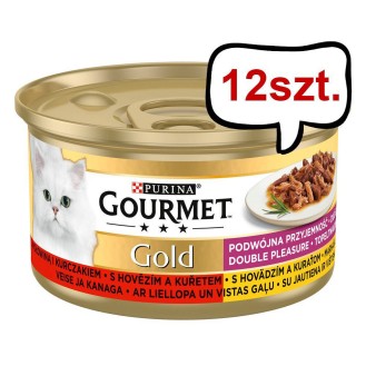 Gourmet Gold Adult Wołowina i kurczak w sosie Mokra Karma dla kota op. 85g Pakiet 12szt