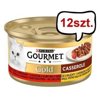 Gourmet Gold Adult Wołowina i kurczak w sosie z pomidorami Mokra Karma dla kota op. 85g Pakiet 12szt
