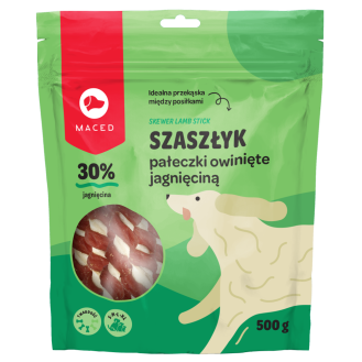 Maced Przysmak Szaszłyk Pałeczki Owinięte jagnięciną dla psa op. 500g
