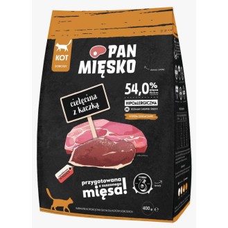 Pan Mięsko Cielęcina z kaczką Sucha Karma dla kota op. 400g
