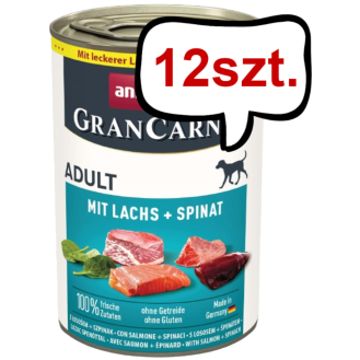Animonda GranCarno Adult łosoś ze szpinakiem Mokra Karma dla psa op. 400g Pakiet 12szt.