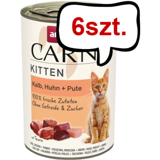 Animonda Carny Kitten Cięlęcina z kurczakiem i indykiem Mokra Karma dla kociąt op. 400g Pakiet 6szt.
