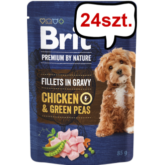 Brit Premium Adult Chicken&Green Peas Fillets in Gravy Mokra Karma dla psa op. 85g Pakiet 24szt.