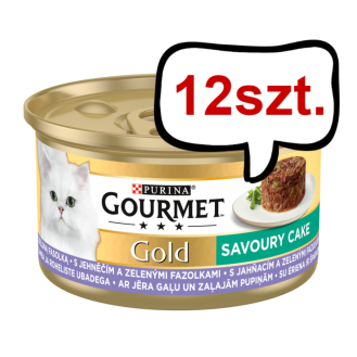Gourmet Gold Savoury Cake Jagnięcina z zieloną fasolą Mokra Karma dla kota op. 85g Pakiet 12szt
