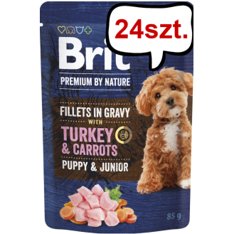 Brit Premium Junior Turkey&Carrot Fillets in Gravy Mokra Karma dla psa op. 85g Pakiet 24szt.