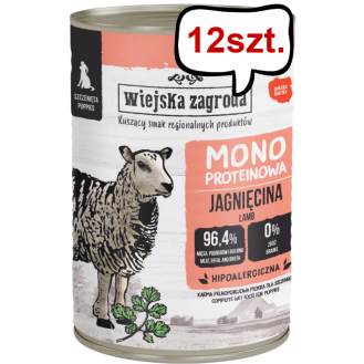 Wiejska Zagroda Monoproteinowa Jagnięcina Mokra Karma dla szczeniaka op. 400g Pakiet 12szt.