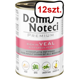 Dolina Noteci Premium Adult Cielęcina z Groszkiem Mokra Karma dla psa op. 400g Pakiet 12szt.
