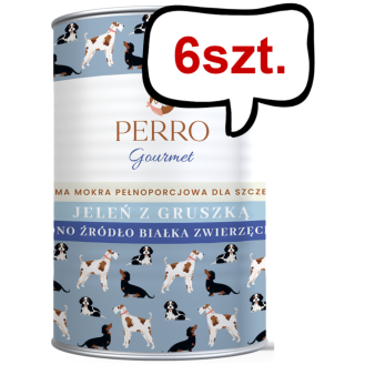 Perro Gourmet Junior Jeleń z gruszką Mokra Karma dla szczeniaka op. 400g Pakiet 6szt.