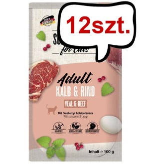 Mac's Adult Cielęcina z wołowiną Mokra Karma dla kota op. 100g Pakiet 12szt.