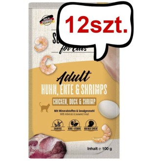 Mac's Adult Kurczak, kaczka i krewetki Mokra Karma dla kota op. 100g Pakiet 12szt.