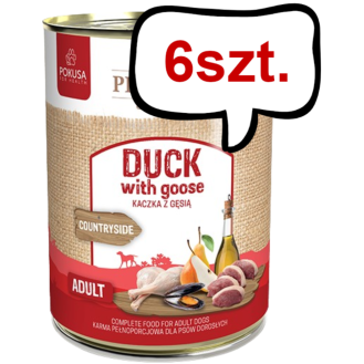 Pokusa Premium Selection Countryside Adult Kaczka z gęsią Mokra Karma dla psa op. 400g Pakiet 6szt.
