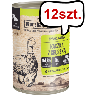 Wiejska Zagroda Kaczka z gruszką Mokra Karma dla psa op. 400g Pakiet 12szt.