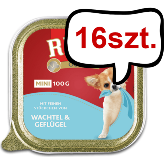 Rinti Gold Mini Przepiórka z drobiem (wachtel&geflugel) Mokra Karma dla psa op. 100g Pakiet 16szt.