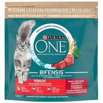 Purina ONE Cat Sterilcat z Wołowiną Sucha Karma dla kota op. 1.5kg