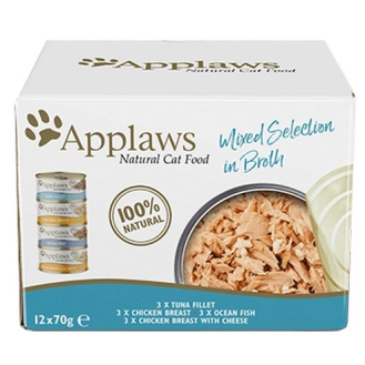 Applaws Natural Cat Food Multipack Mixed Selection in broth Mokra Karma dla kota op. 12x70g (puszki)