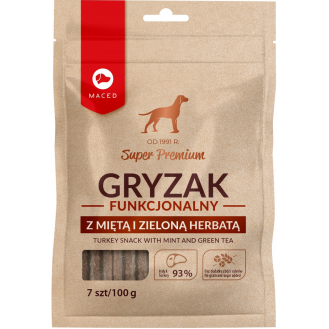 Maced Super Premium Gryzak Funkcjonalny Indyk z Miętą i Zieloną Herbatą dla psa op. 100g