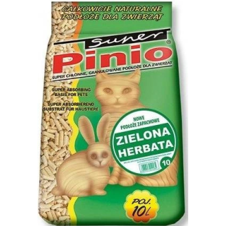 Super Pinio Żwirek drzewny Naturalny zapach zielona herbata dla zwierząt domowych poj. 10l WYPRZEDAŻ