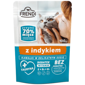 Frendi Kawałki z Indykiem w Delikatnym Sosie Mokra Karma dla kota op. 100g