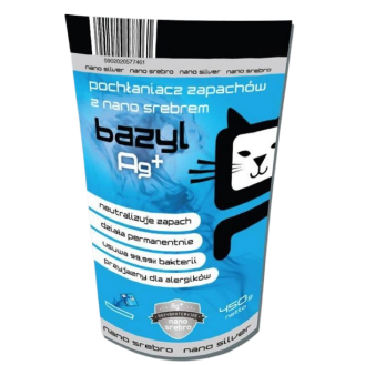 Bazyl Ag+ Pochłaniacz zapachów z nano srebrem dla kota op. 450g