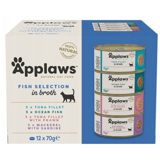 Applaws Natural Cat Food Multipack FISH in broth Mokra Karma dla kota op. 12x70g (puszki)