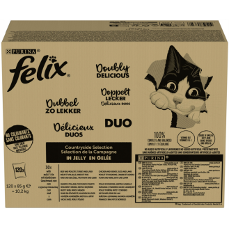 Felix Adult Countryside Selection DUO w galaretce Mokra Karma dla kota op. 120x85g + Namiot dla kota GRATIS