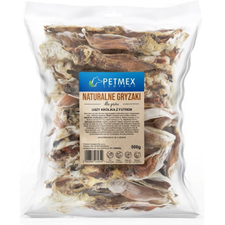 Petmex Uszy suszone królika naturalne z futrem op. 500g