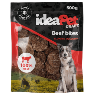 IdeaPet Craft Beef Bites Przysmak Klopsiki z wołowiny dla psa op. 500g