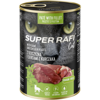 Super Rafi Cat Adult Dziczyzna i serca z kurczaka Mokra Karma dla kota op. 400g