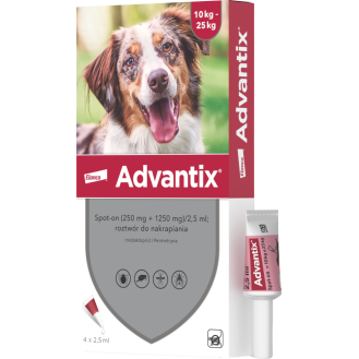 Elanco Advantix Krople na kleszcze i pchły dla psa 10-25kg op. 2.5ml (4 pipety)