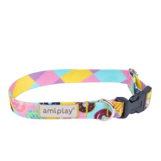 Amiplay Obroża BeHappy dla psa rozm. L (35-50cm) wzór Donut
