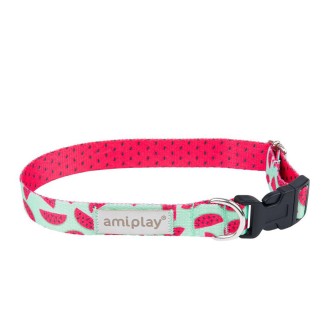 Amiplay Obroża BeHappy dla psa rozm. M (25-40cm) wzór Watermelon