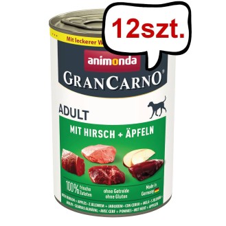 Animonda GranCarno Adult wieprzowina z jeleniem i jabłkiem Mokra Karma dla psa op. 400g Pakiet 12szt.