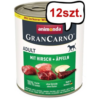 Animonda GranCarno Adult Jeleń z jabłkiem Mokra Karma dla psa op. 800g Pakiet 12szt.