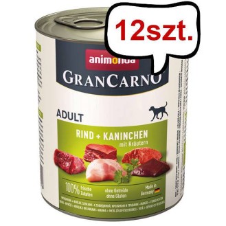 Animonda GranCarno Adult wołowina z królikiem i ziołami Mokra Karma dla psa op. 800g Pakiet 12szt.